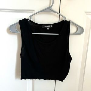 Missguided Black Lettuce Trim Tank Top